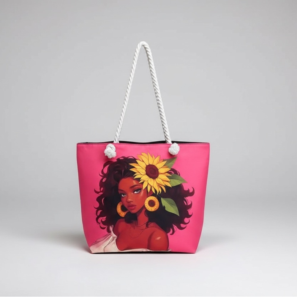 Pink Tote Bag with Artistic Design